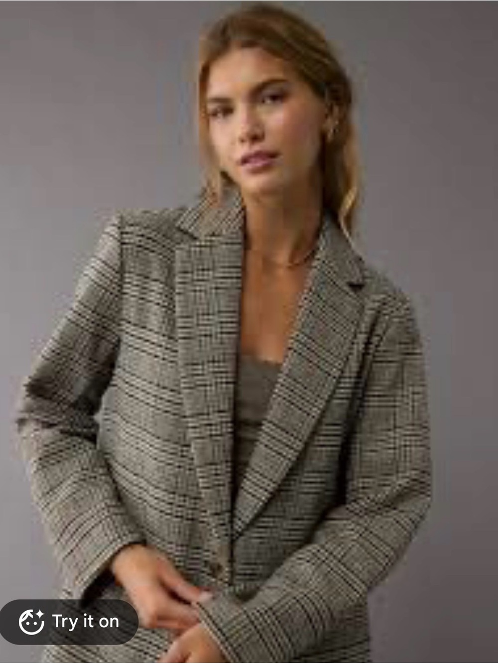 American Eagle Outfitters Plaid Blazer in Brown